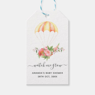 Etiqueta Para Presente Buquê Floral Paraquedas Chá de Bebê Obrigado