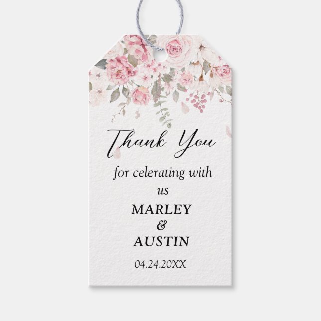 Etiqueta Para Presente Buquê Floral Rosa Personalizado (Frente)
