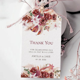 Etiqueta Para Presente Burgundy Blush Floral Wedding Favor Tags