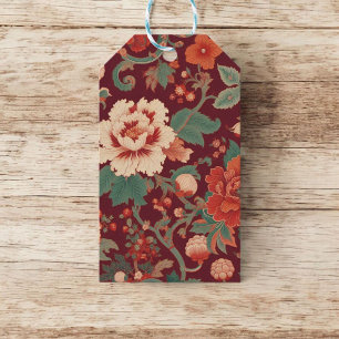 Etiqueta Para Presente Burgundy Chinoiserie Grandmilenial Toile de Jouy