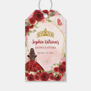 Etiqueta Para Presente Burgundy Dourada Glitter Floral Princesa Tiara Fav