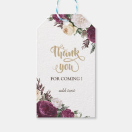 Etiqueta Para Presente Burgundy Floral WeddingObrigado