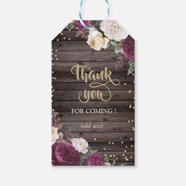 Etiqueta Para Presente Burgundy Flowers de Diamantes Dourados Madeira (Frente)