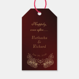 Etiqueta Para Presente Burgundy & Gilded Floral Elegant Wedding