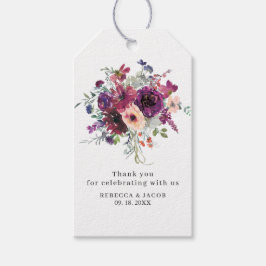 Etiqueta Para Presente Burgundy Watercolor Flores Selvagens Casamento Boh