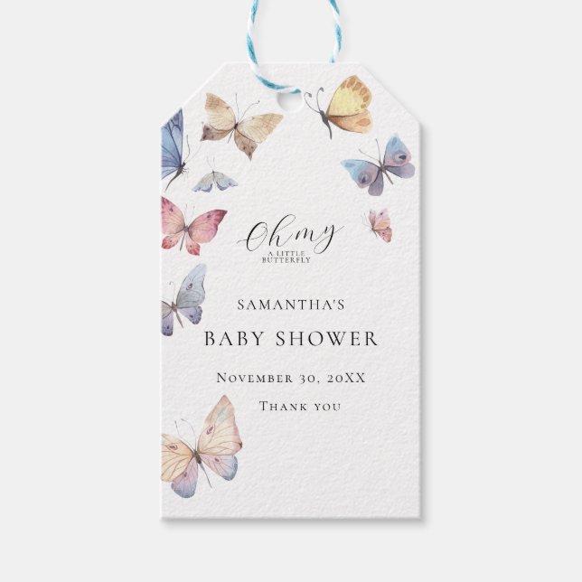 Etiqueta Para Presente Butterfly Girl Baby Shower (Frente)