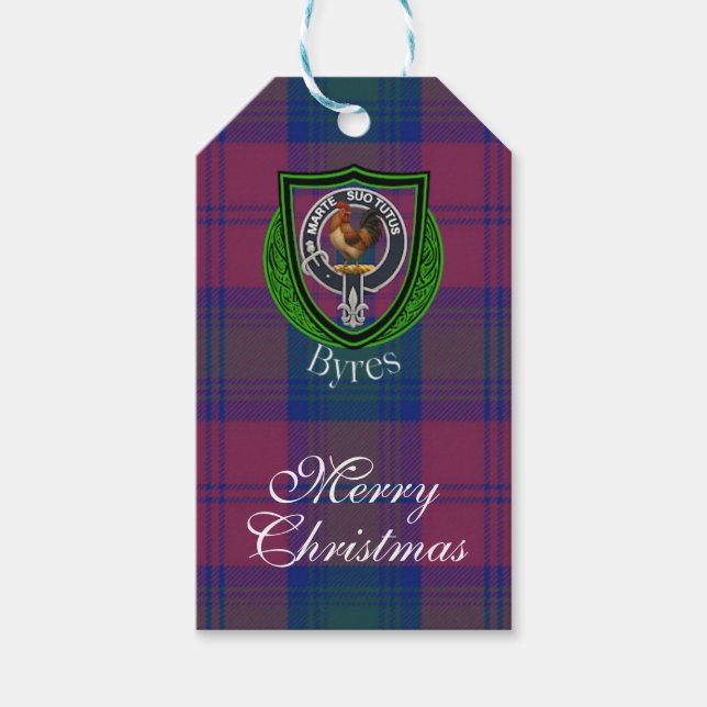 Etiqueta Para Presente Byres Scottish Clan Tartan & Crest (Frente)