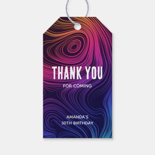 Etiqueta Para Presente Cabeça de Abstrato e Círculos Legal Aniversário (Frente)