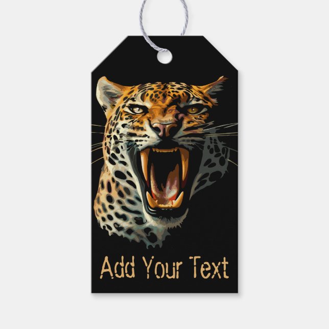 Etiqueta Para Presente Cabeça de ataque com picos-leopardo (Frente)