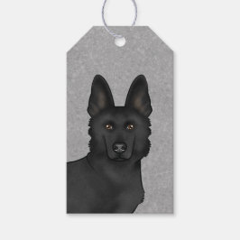 Etiqueta Para Presente Cabeça de cachorro preto alemão pastor Cute Close-