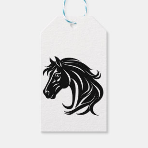 Etiqueta Para Presente Cabeça de Cavalo Preto Magnífico