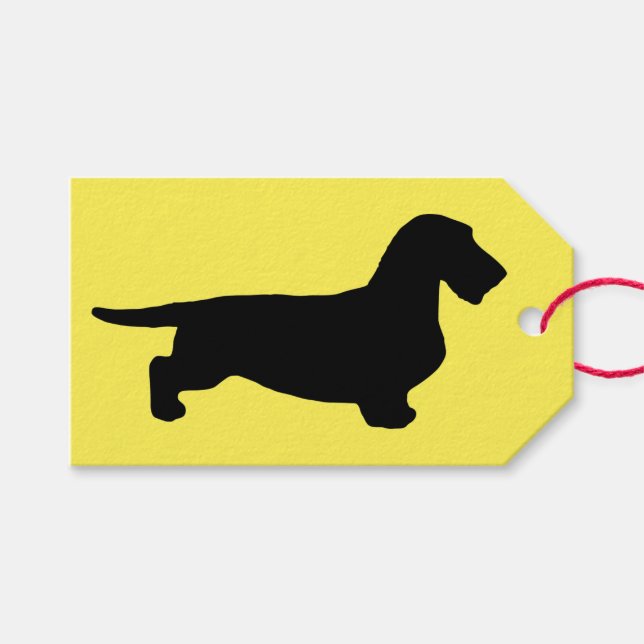 Etiqueta Para Presente Cabelo grosso Dachshund - Silhouette 1 (Frente (horizontal))