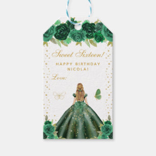 Etiqueta Para Presente Cabelo Loiro Floral Verde Princesa Doce Dezesseis