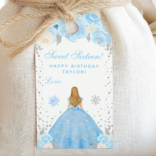 Etiqueta Para Presente Cabelo Loiro Inverno Azul Princesa Doce Dezesseis