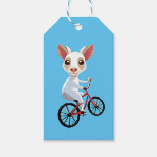 Etiqueta Para Presente Cabra branca e bonita de bicicleta