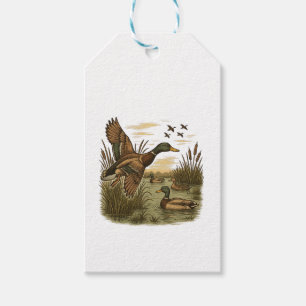 Etiqueta Para Presente Caça ao Pato-Marreco Voador Retro