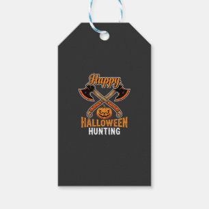 Etiqueta Para Presente Caça de Halloween Machados Cruzados Jack O Lantern