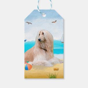 Etiqueta Para Presente Cachorro afegão na praia