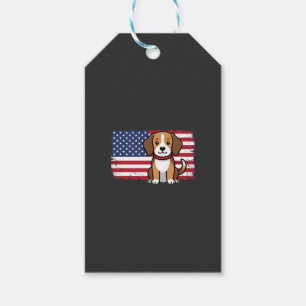 Etiqueta Para Presente Cachorro Bandeira Americana Vetor Patriótico