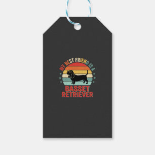 Etiqueta Para Presente Cachorro Basset Retriever Pôr do Sol Retro