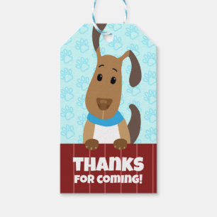 Etiqueta Para Presente Cachorro Bonito na Cerca Pet Adoção Pawprint Obrig