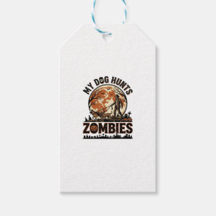 Etiqueta Para Presente Cachorro Caça Zumbis Design Vetorial Vintage de Ha