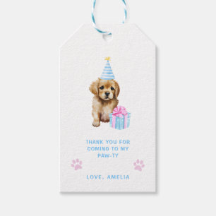 Etiqueta Para Presente Cachorro Cachorro Pawty Festa de aniversário azul