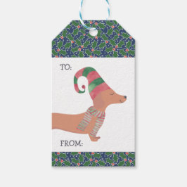 Etiqueta Para Presente Cachorro Dachshund Feliz Natal