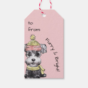 Etiqueta Para Presente Cachorro-de-inverno Cachorro-Rosa-de-Natal Ilustra