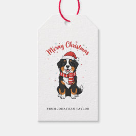 Etiqueta Para Presente Cachorro de Montanha Bernês Feliz Natal Doodle
