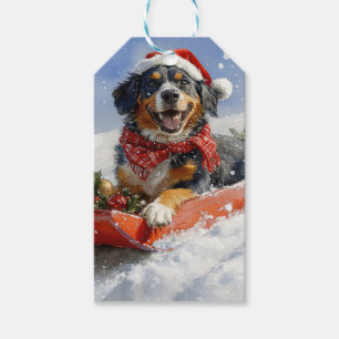 Etiqueta Para Presente Cachorro do Conhound Bluetick no Natal da Seiva