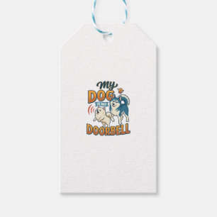 Etiqueta Para Presente Cachorro é latindo campainha Branco Azul_1