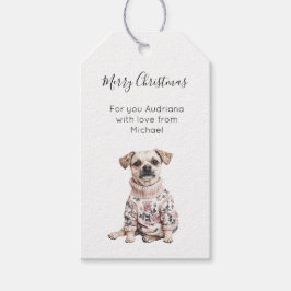 Etiqueta Para Presente Cachorro Floral Rosa Natal