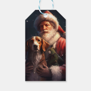 Etiqueta Para Presente Cachorro Foxhound Inglês Americano Papai Noel Nata