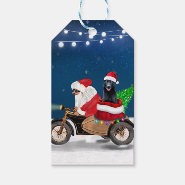Etiqueta Para Presente Cachorro German shepherd Negro Papai Noel (Frente)