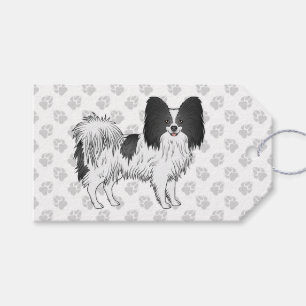 Etiqueta Para Presente Cachorro Papillon Desenho Animado Preto E Branco C