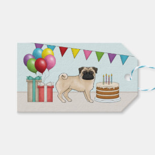 Etiqueta Para Presente Cachorro Pug Cor de Cervo Mops Aniversário Feliz C