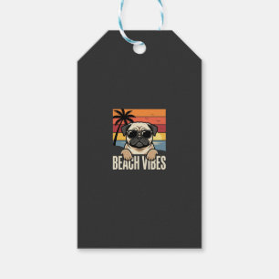 Etiqueta Para Presente Cachorro Pug Sentimento de Praia Pôr do Sol