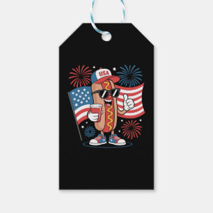 Etiqueta Para Presente Cachorro-quente do dia 4 de julho da bandeira amer