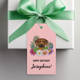 Etiqueta Para Presente Cachorro Rhodesian Ridgeback E Flores Aniversário 