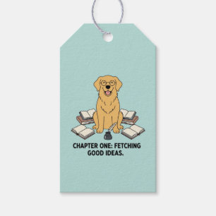 Etiqueta Para Presente Cachorro Sabido Retriever Dourado Lendo Livros Opa