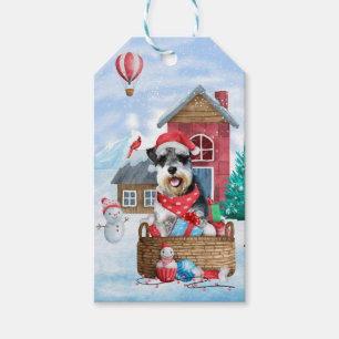 Etiqueta Para Presente Cachorro Schnauzer Na Casa Dos Cachorros De Natal