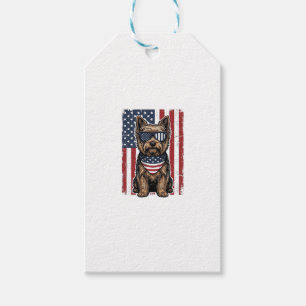 Etiqueta Para Presente Cachorro Terrier Patriótico Design de Vetor de Ban