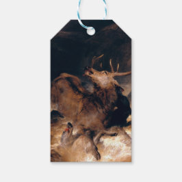 Etiqueta Para Presente Cachorros de cervo em uma corrente torrencial