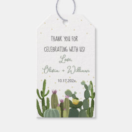 Etiqueta Para Presente Cacto Aquarela Vegetação Casamento Obrigado