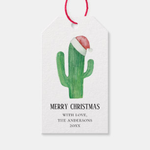 Etiqueta Para Presente Cacto de Natal. Ano novo. Cactos verdes e