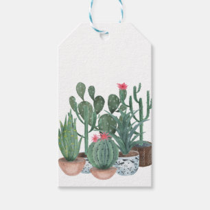 Etiqueta Para Presente Cactos de aquarela.