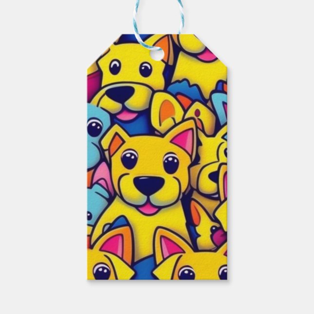 Etiqueta Para Presente Cães amarelos, cães felizes (Frente)