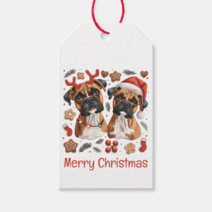 Etiqueta Para Presente Cães Boxer Feliz de Natal