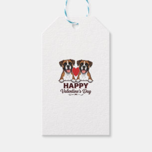 Etiqueta Para Presente Cães Boxer Feliz Dia dos Namorados Vintage